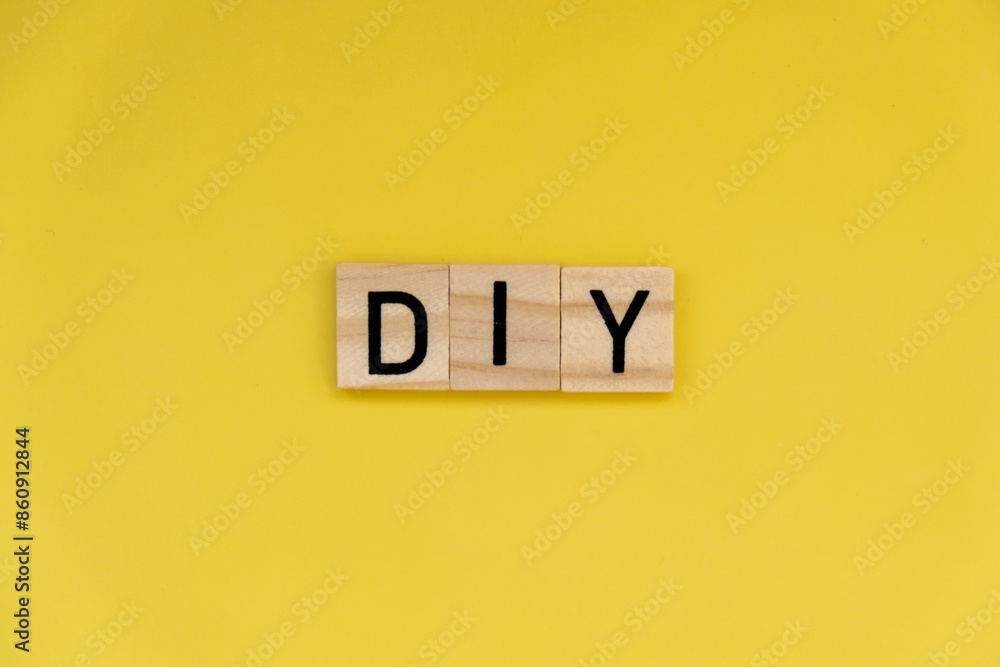 Diy Text On Bright Yellow Background Concept Of Creative Crafting