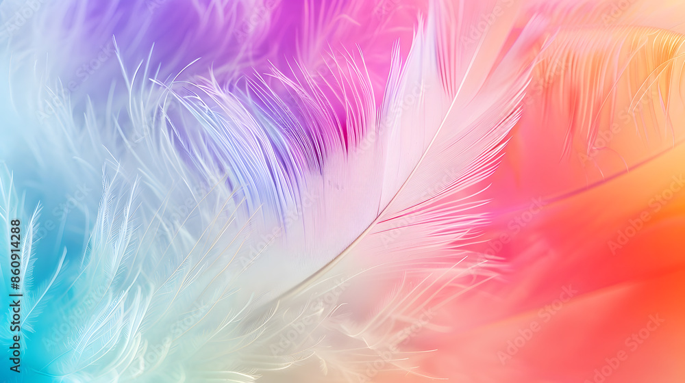 Abstract feather rainbow patchwork background Closeup image of white fluffy feather under colorful pastel neon foggy mist Fashion Color Trends Spring Summer 2019 soft focus : Generative AI Abstract feather rainbow patchwork background Closeup image of white fluffy feather under colorful pastel neon foggy mist Fashion Color Trends Spring Summer 2019 soft focus : Generative AI