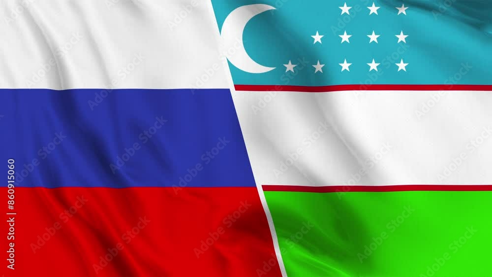 Russia and Uzbekistan Flag Loop Russia and Uzbekistan Flag Loop