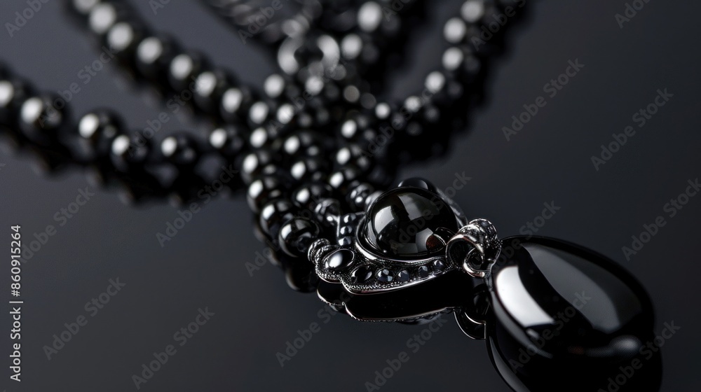 Obraz premium A black necklace with a pendant hanging from it. Generate AI image