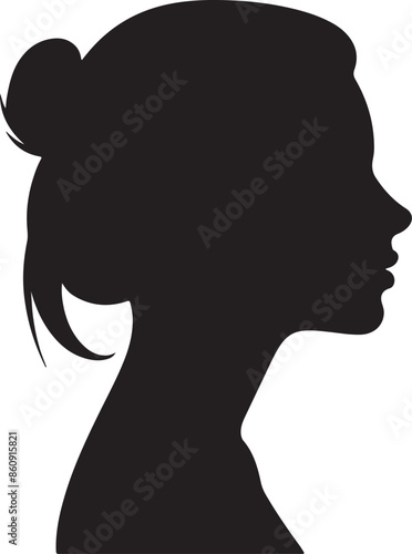 Female Head Silhouette Vector Illustration White Background