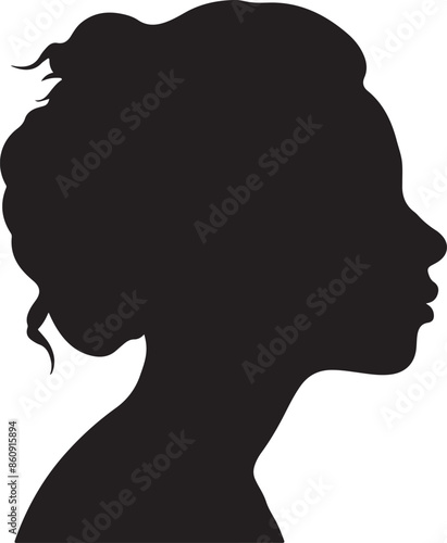 Female Head Silhouette Vector Illustration White Background