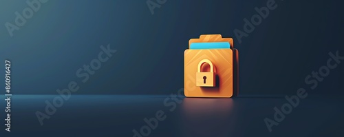 Secure file with padlock icon on blue background, representing data protection and privacy in digital storage.