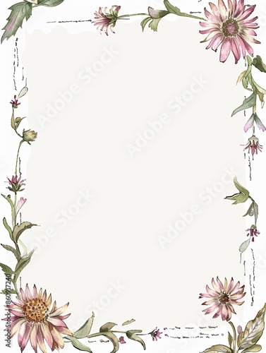 A vertical A4 journal page with a subtle artistic discreet floral border.