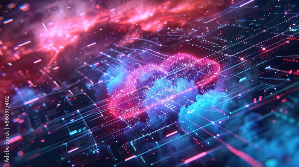 Fototapeta premium Futuristic Neural Network Visualization, Generative AI
