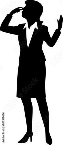 鼻をつまむ女性ビジネスマン