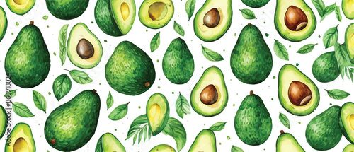 avocado pattern background watercolor style2 photo