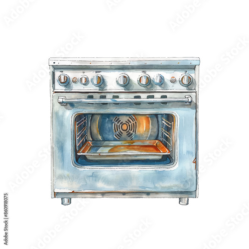 oven vector illustration in watercolor style