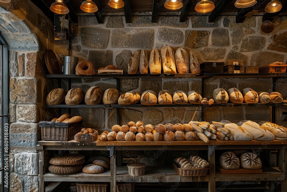 rustic artisanal bakery golden loaves emerging from stone oven warm lighting aromatic pastries displayed baker in action cozy ambiance rustic artisanal bakery golden loaves emerging from stone oven warm lighting aromatic pastries displayed baker in action cozy ambiance