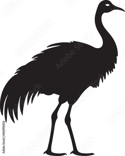 Moa Bird Silhouette Vector Illustration White Background