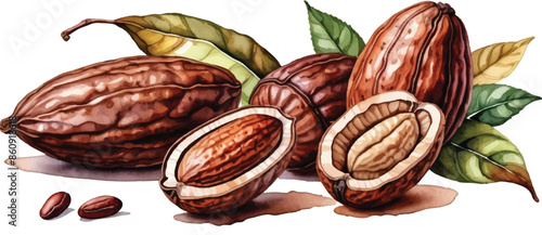 cacao fruit background watercolor style4