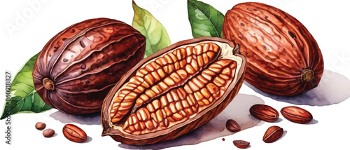 cacao fruit background watercolor style1