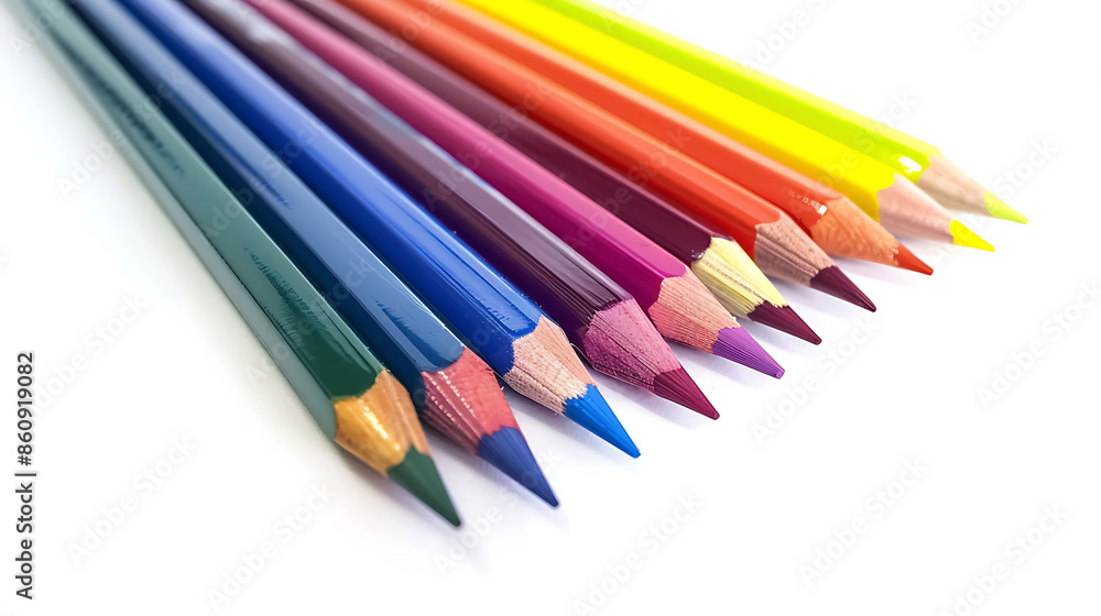 A set of colored pencils isolated on a plain background A set of colored pencils isolated on a plain background