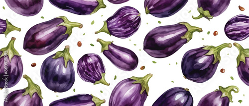 eggplant pattern background watercolor style1