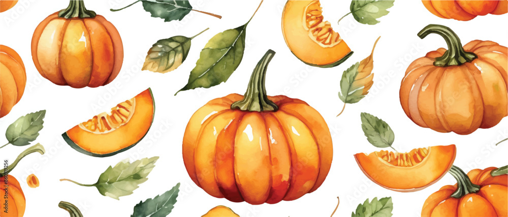 pumkins pattern background watercolor style3 pumkins pattern background watercolor style3