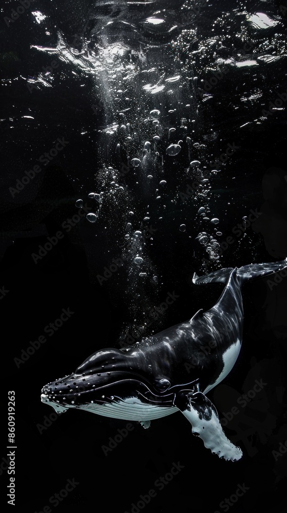 Fototapeta premium Whale , award winning photography, commercial ads photo, advertising, studio, stunning, beautiful, minimalist, centered