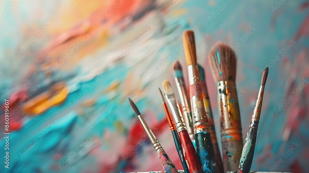 A set of drawing brush isolated on a plain background A set of drawing brush isolated on a plain background