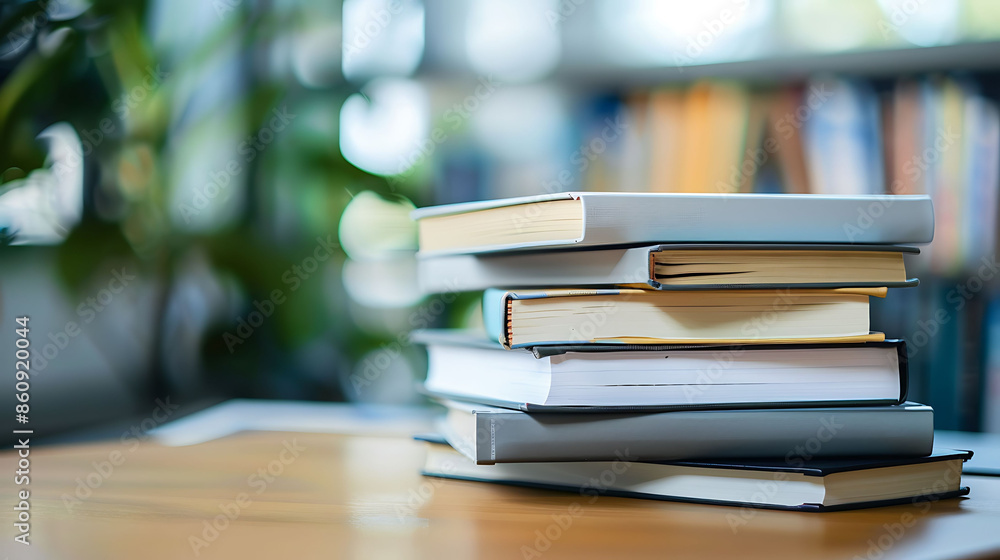 A stack of textbooks sits on a desk A stack of textbooks sits on a desk