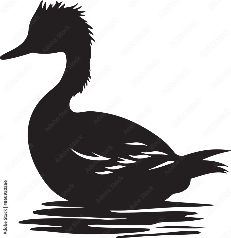 Grebes Bird Silhouette Vector Illustration White Background Grebes Bird Silhouette Vector Illustration White Background