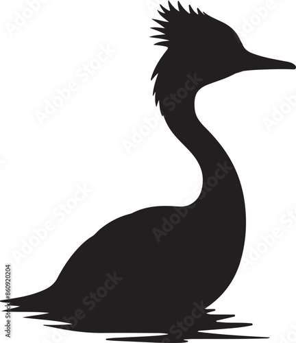 Grebes Bird Silhouette Vector Illustration White Background