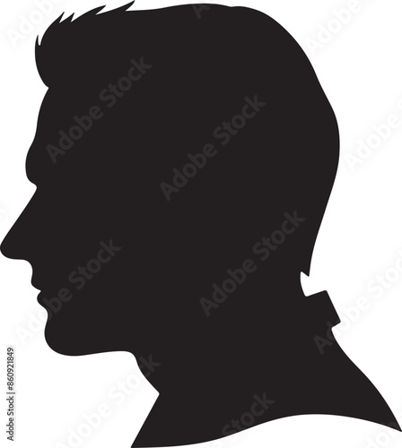 Male Head Silhouette Vector Illustration White Background