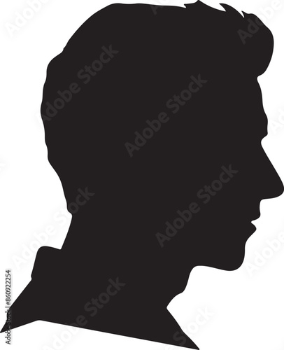 Male Head Silhouette Vector Illustration White Background