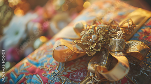 Perlis Malaysia June 21 2023  Wedding dowry or Hantaran Perkahwinan in Malay language consist of male and female accessories exchanged during the wedding Selective focus and toned imag : Generative AI photo