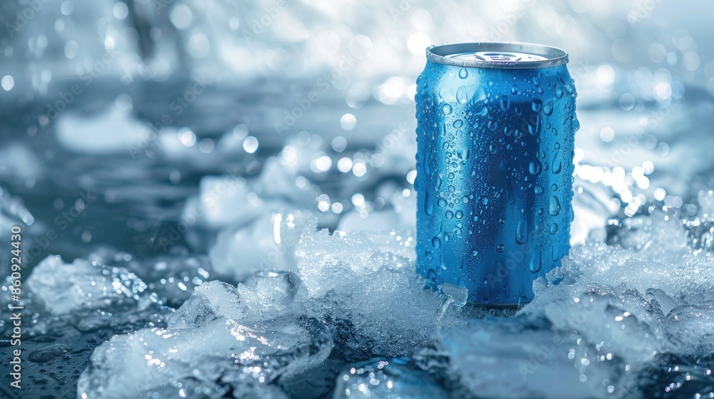 A can of soda is sitting on top of a pile of ice. Generate AI image A can of soda is sitting on top of a pile of ice. Generate AI image