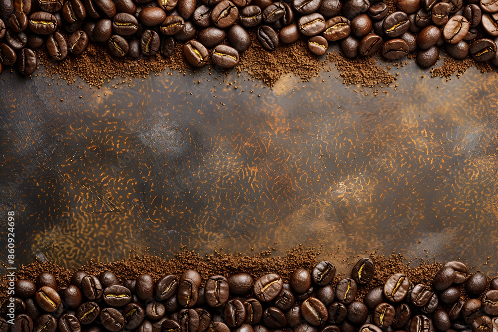 Roasted Coffee Beans on Brown Paper Background Roasted Coffee Beans on Brown Paper Background