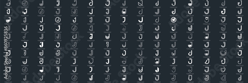 Mega logo collection, Abstract letter J logo design. icons for business	