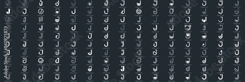 Mega logo collection, Abstract letter J logo design. icons for business	