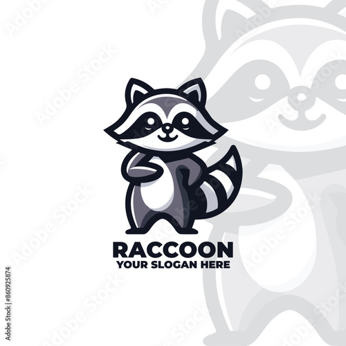 Cute Raccoon Logo Vector Design