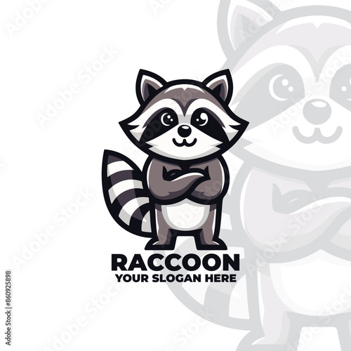 Cute Raccoon Logo Vector Design