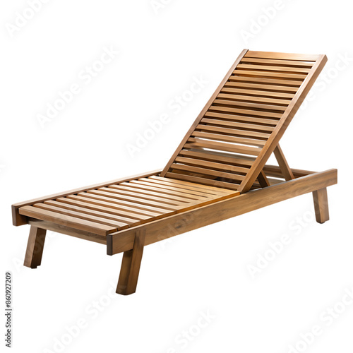 studio shot of a brown wooden sunbed