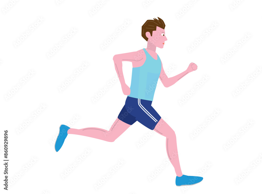 走っている男性ランナーのイラストです。 走っている男性ランナーのイラストです。