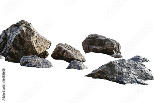 rocks on the beach isolated on transparent background