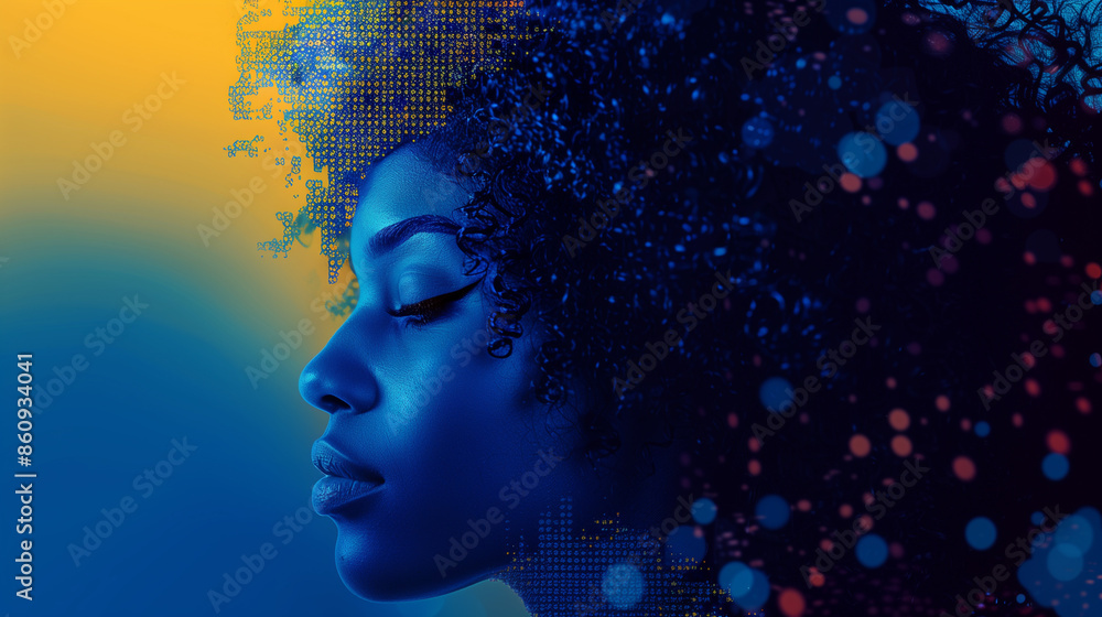 Artistic Portrait of Woman with Digital Effects and Futuristic Elements Artistic Portrait of Woman with Digital Effects and Futuristic Elements