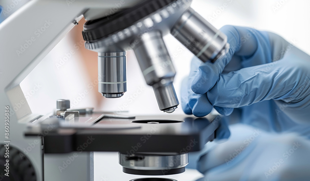 A scientist is working in a lab with a microscope and a pipette by AI generated image A scientist is working in a lab with a microscope and a pipette by AI generated image