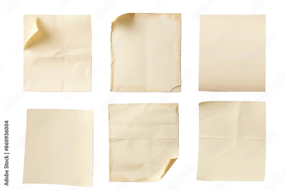 set of beige note isolated on transparent background set of beige note isolated on transparent background