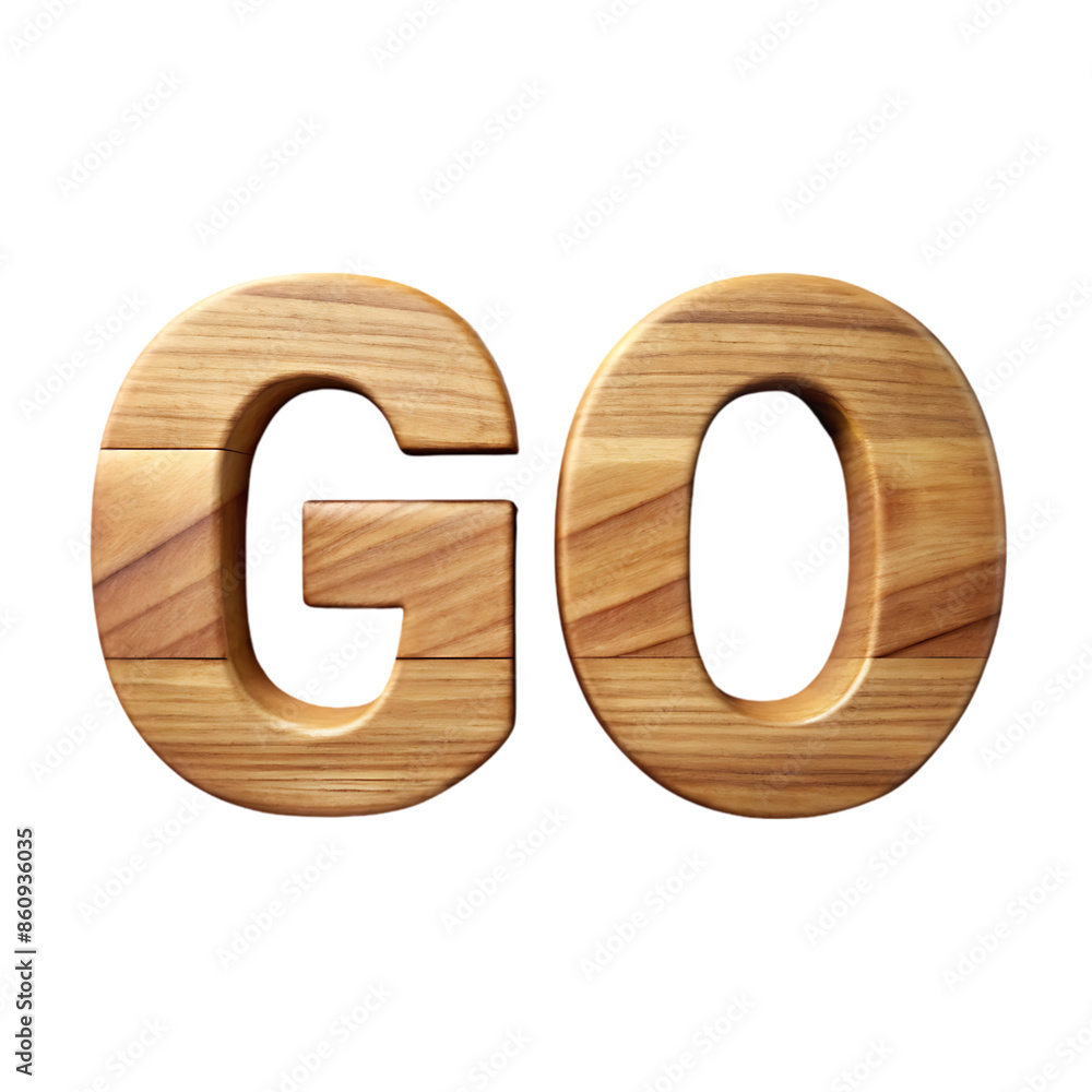 go typography text glosy wooden on transparent background go typography text glosy wooden on transparent background