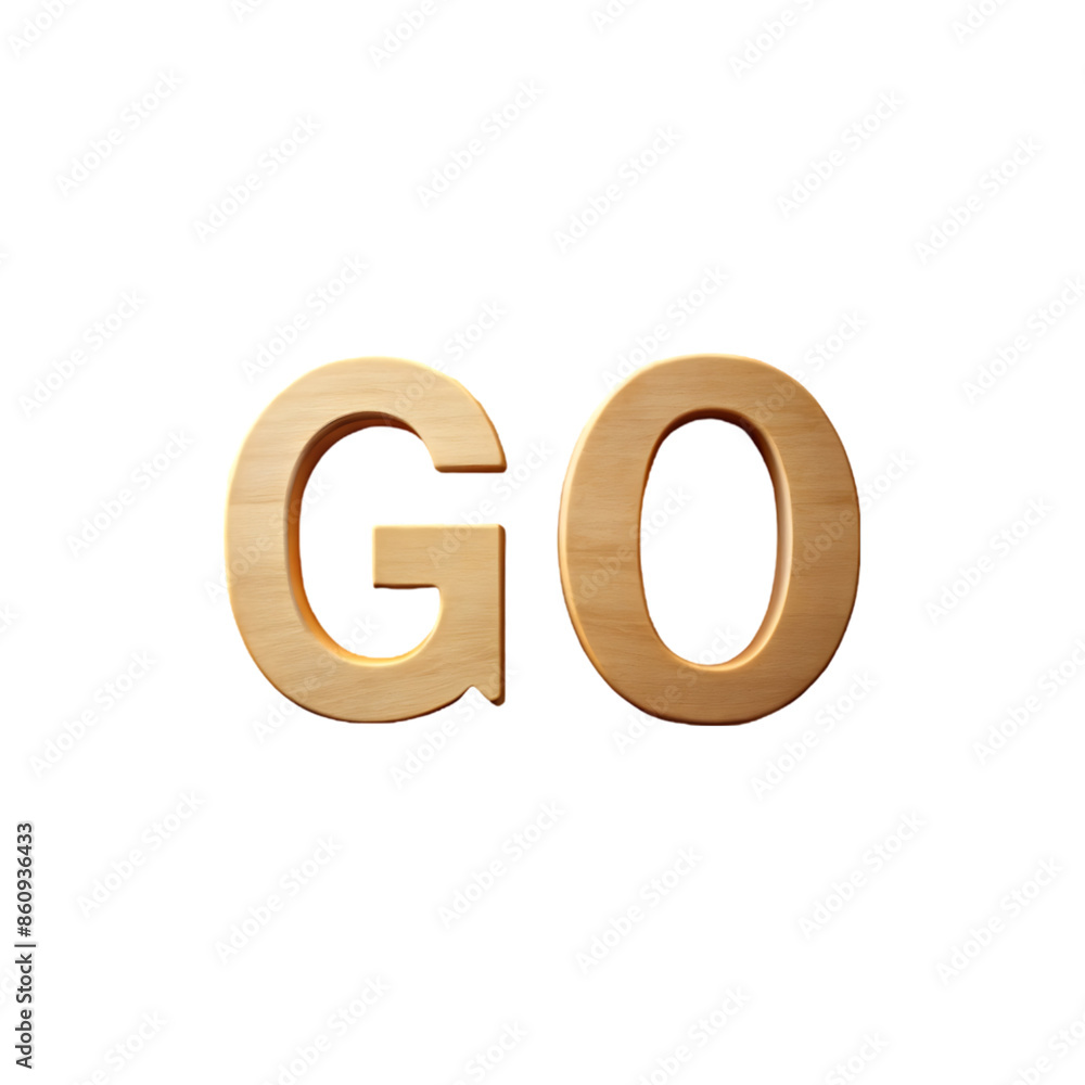 go typography text glosy wooden on transparent background go typography text glosy wooden on transparent background