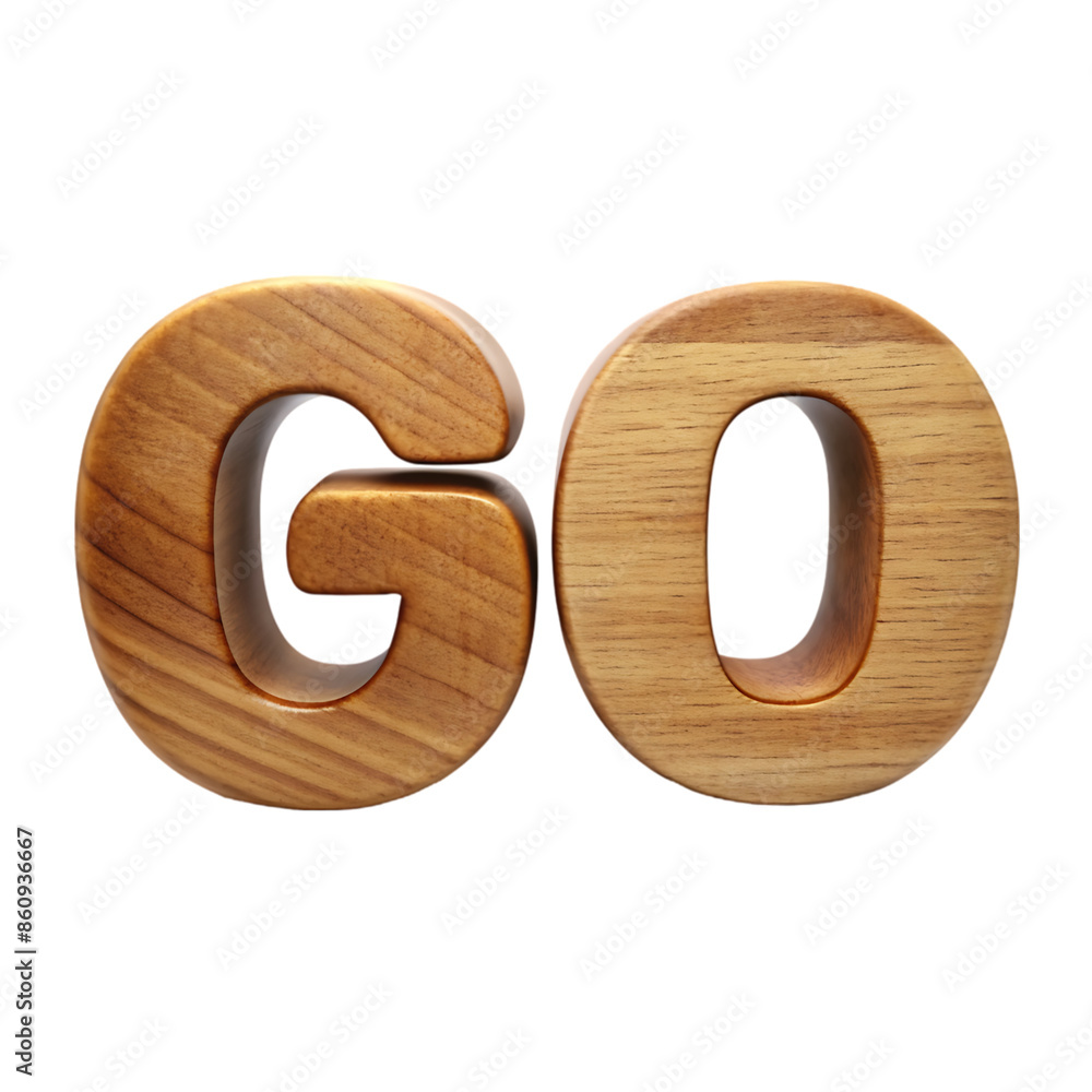 go typography text glosy wooden on transparent background go typography text glosy wooden on transparent background
