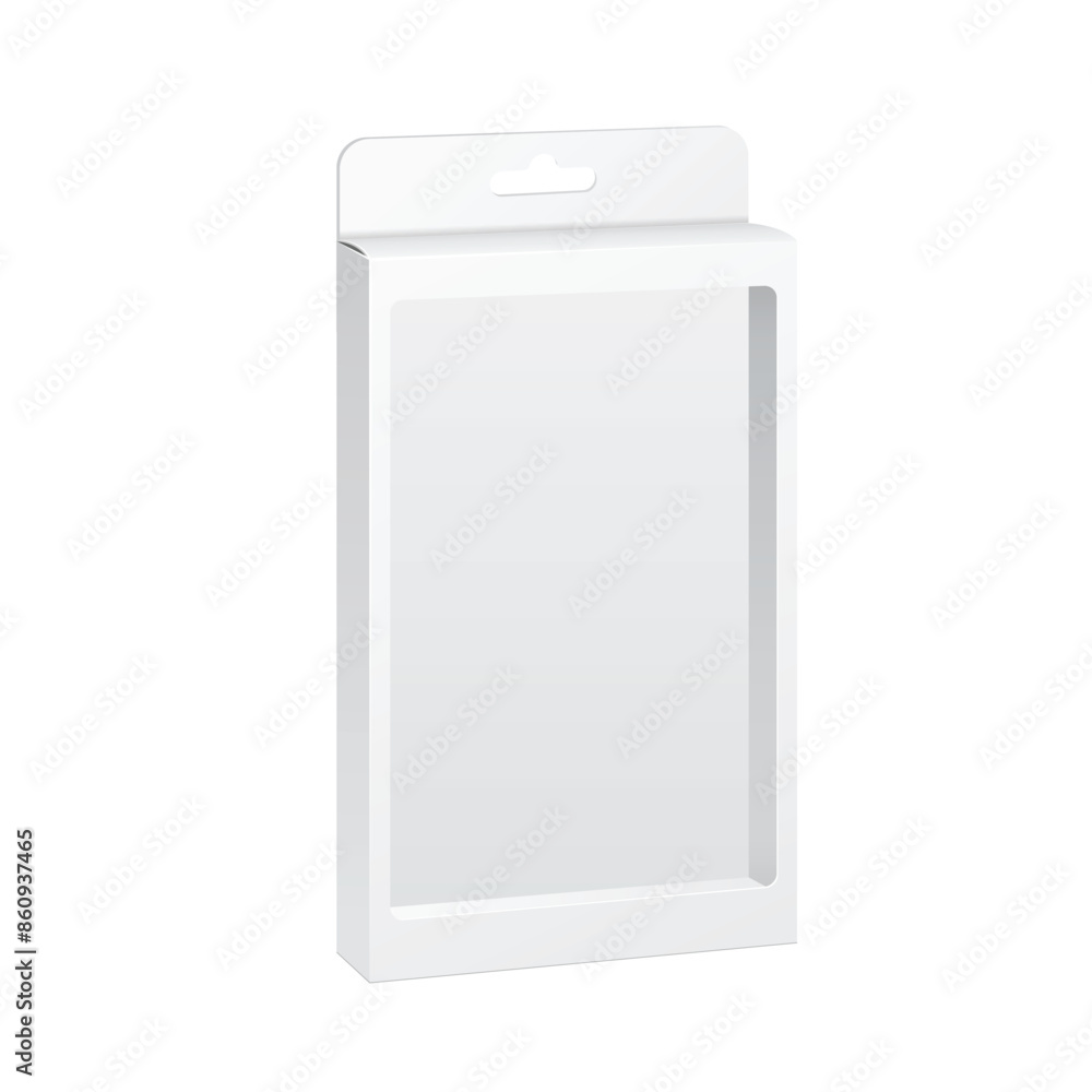 White product package box with a window. Vector illustration White product package box with a window. Vector illustration