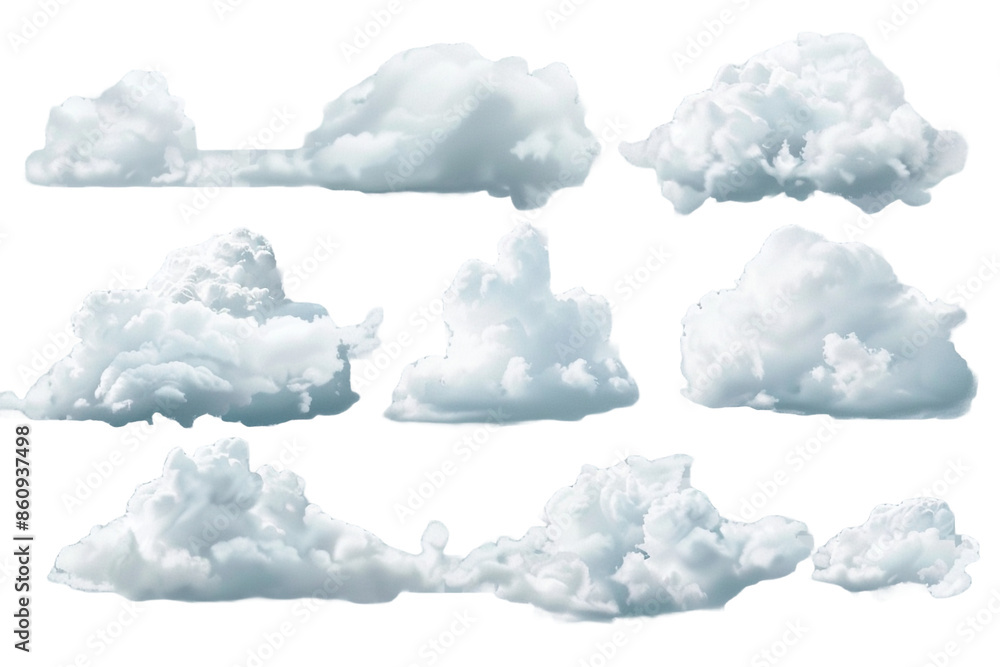 set of clouds isolated on transparent background
