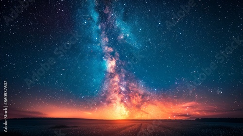 a mountain landscape with a starry sky and a colorful galactic nebula