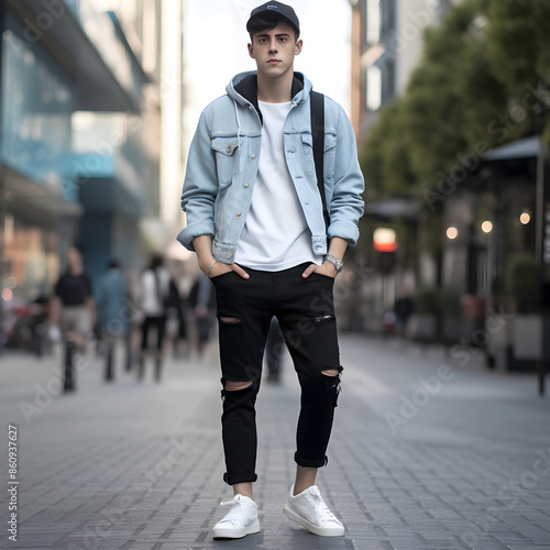 Capturing a Moment in AQ Casual Attire: Showcasing Denim and Streetwear for Every Day Wear