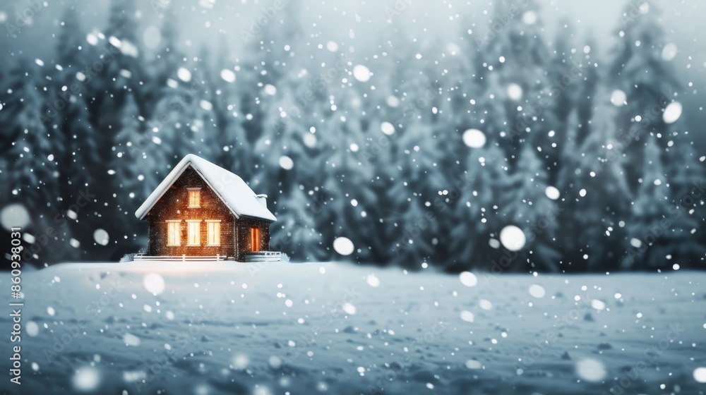 A charming, cozy cabin surrounded by a serene, snow-covered winter forest, illuminated by soft sunlight, creating a peaceful and picturesque scene. A charming, cozy cabin surrounded by a serene, snow-covered winter forest, illuminated by soft sunlight, creating a peaceful and picturesque scene.
