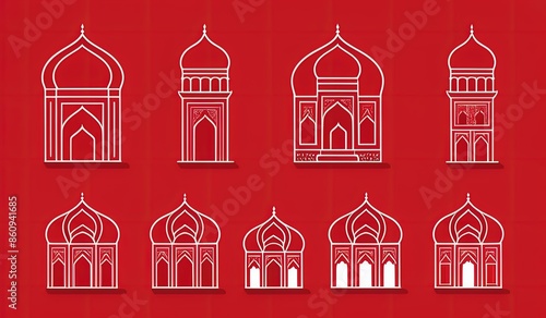 illustration of a set of icons mosque. icon set Ramadan or Ramadhan. icon set vector mosque. Ramadhan icons set promotion. benner. poster. Islamic. ikon masjid. 4k high quality. idea mosque Ramadan