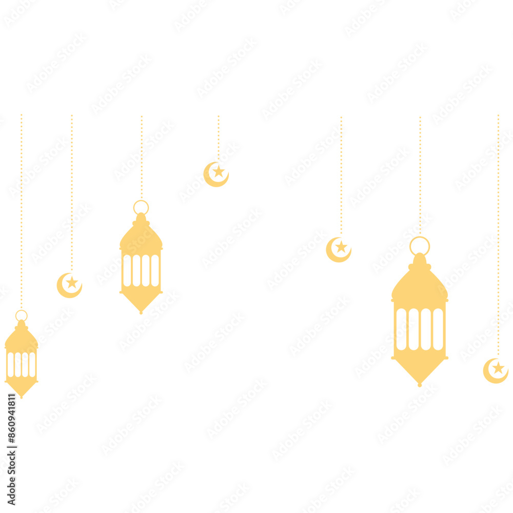 Ramadan Kareem Lantern Decoration with Moon and Star Ornament. Isolated on White Background. Ramadan Kareem Lantern Decoration with Moon and Star Ornament. Isolated on White Background.
