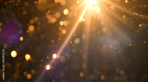 abstract video with bokeh effect from center and lens flare effect